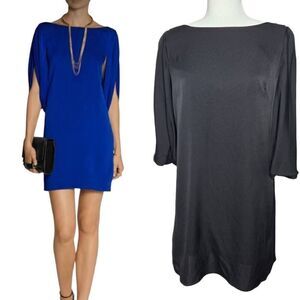 Milly Monarch Silk Slit Sleeve Mini Dress Black Size 6
